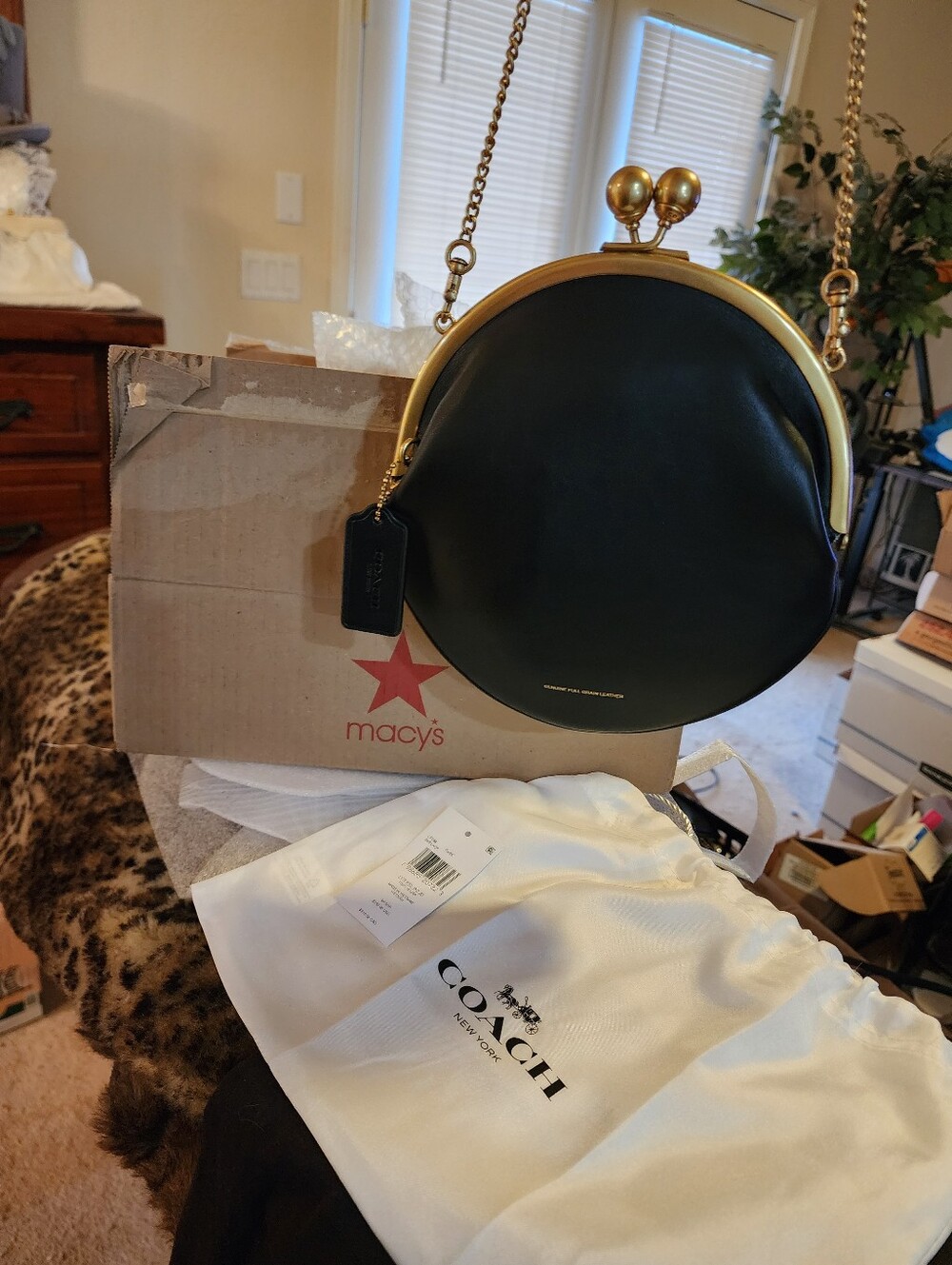 NWT Coach Runway Kisslock Pouch Bag 20 Brass Black CFB88 Authenticity Guarantee - Picture 2 of 11